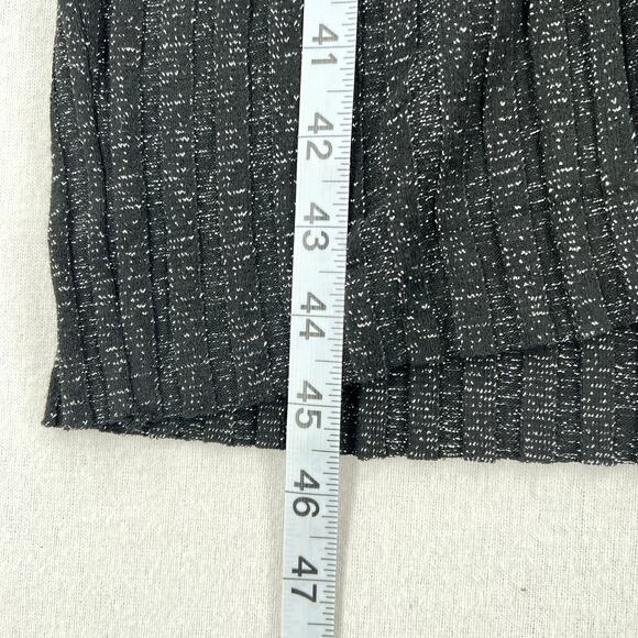 ENZA COSTA Lurex Rib Long Sleeve Cardigan Midi Dress Womens Medium Black Silver - Picture 15 of 15